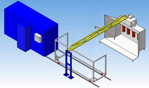 Г-образный участок порошковой окраски с нижней транспортной системой