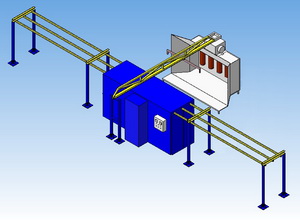 Г-образный участок порошковой окраски с верхней транспортной системой